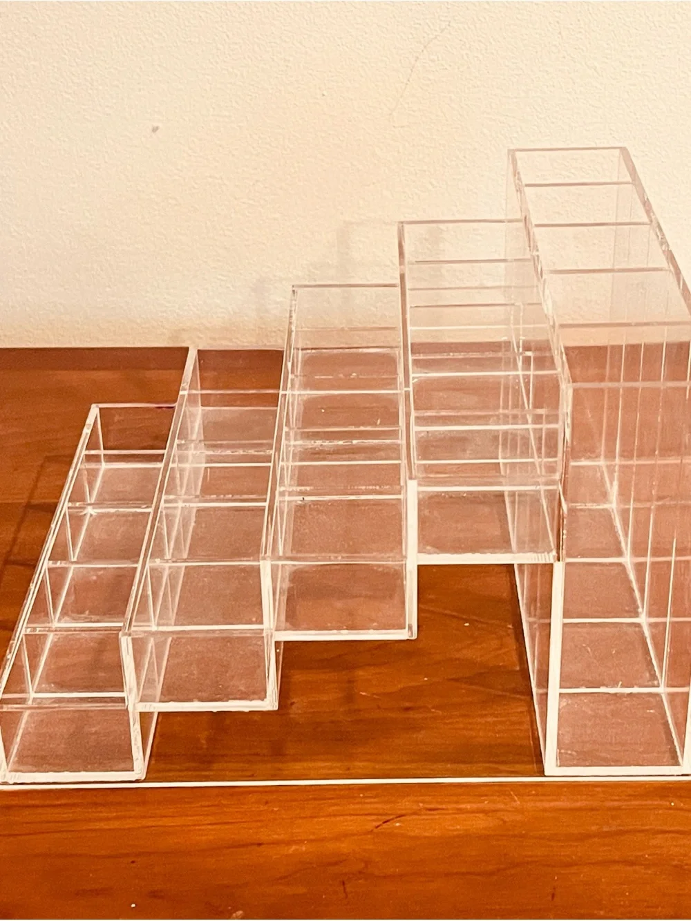Clear acrylic cascading multi-level, tiered organizer storage- 25 slot